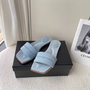 Alexander Wang Denim Blue Slide Sandals